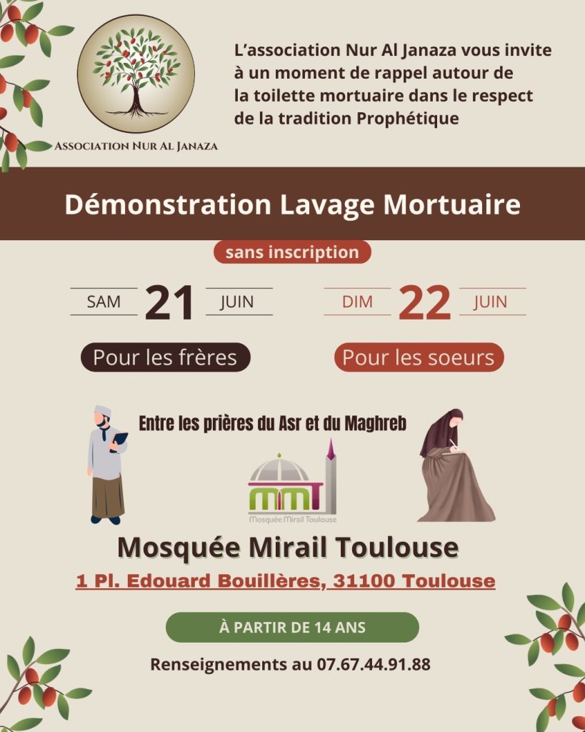 Démonstration de lavage mortuaire à la mosquée Mirail par l'association Nur Al Janaza à Toulouse